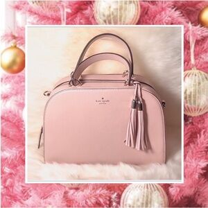 KATE SPADE Pink Blush Leather Crossbody or Satchel with Tassels in Gold tone NWT